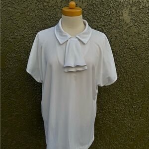 Vintage 1980’s Lady O White Golf Shirt with Detachable Pleated Tie XL/XXL